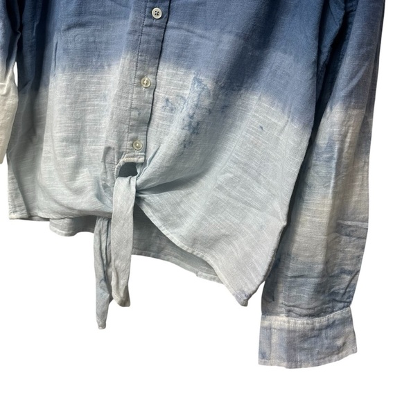 INC International Concepts Blue Cotton Long Sleeve Summer Blouse, M - Picture 5 of 10